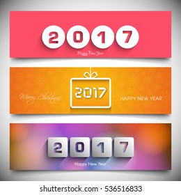 Illustration of website header or banner of Happy new year 2017.