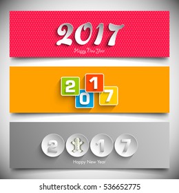 Illustration of website header or banner of Happy new year 2017.