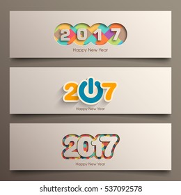 Illustration of website header or banner of Happy new year 2017.