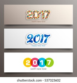 Illustration of website header or banner of Happy new year 2017.