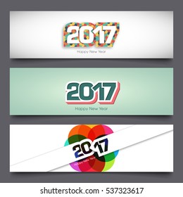 Illustration of website header or banner of Happy new year 2017.