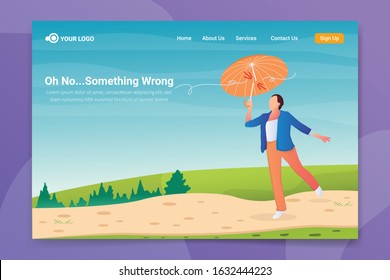 Illustration of website pages, blank status. There is no network, see places near you, lost places. Modern flat design concept User interface