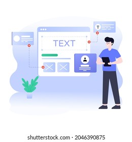 An illustration of website prototyping flat design 