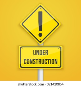 Illustration of Website Under Construction Road Sign. Coming Soon Background Template