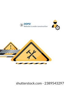 Illustration of a website under construction sign