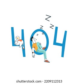 Illustration for the website.Page not found error 404 vector concept. Man and cat. Vector characters.