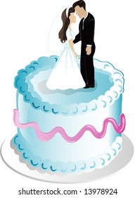 Illustration of wedding cake and topper icon