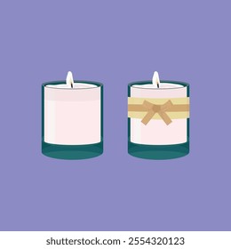 illustration of wedding candles with ribbon