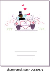 Illustration of a Wedding Car Driving Away