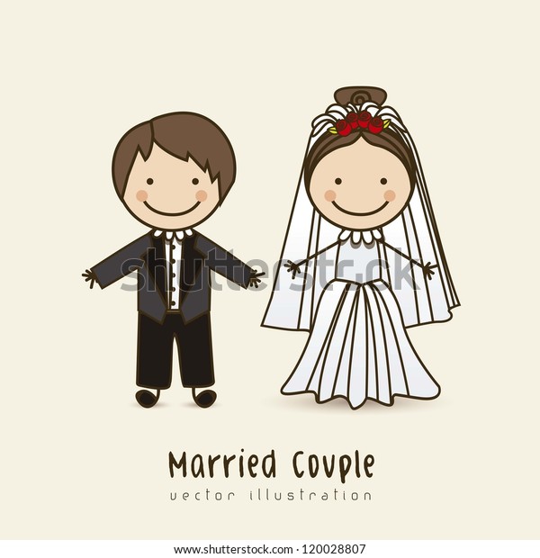 Illustration Wedding Couple Wedding Dress Vector Stock Vector (Royalty ...