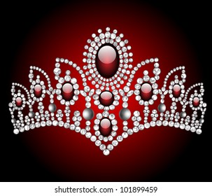 Illustration wedding diadem with red stone