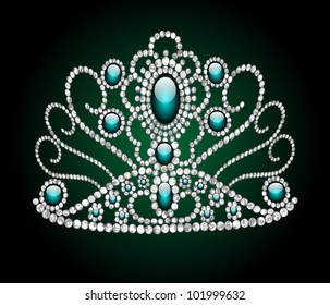 illustration wedding feminine diadem on green background