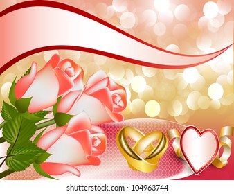   illustration wedding invitation with rose and ring