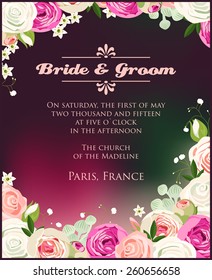 Illustration of wedding invitation with roses