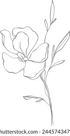 Illustration for wedding invitations, simple picture bouquet, flower, branch. Outline, doodle.