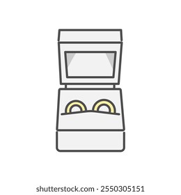 Illustration of wedding rings and box