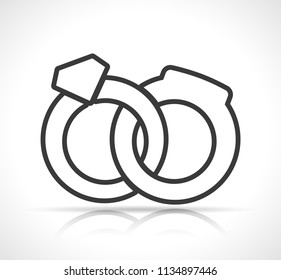 Illustration of wedding rings icon on white background
