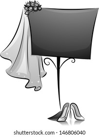Illustration of Wedding Signage in Black and White