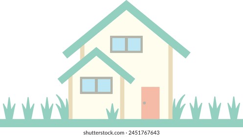 Illustration of weeds growing around a two-story house with a triangular roof