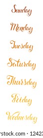 Illustration of week days . For textyle, fabric,various  printing things