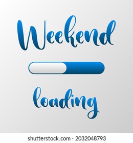 Illustration of a weekend loading postcard in rainbow colors. Ideal banner for a dark interface. 