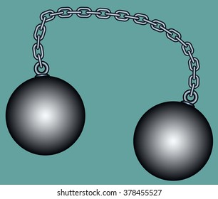 Illustration of the weight balls connected with chain