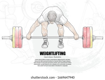 Illustration of Weight Lifting athlete on background design.