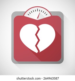 Illustration of a weight scale with a broken heart