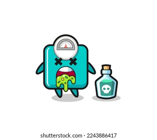 illustration of an weight scale character vomiting due to poisoning , cute style design for t shirt, sticker, logo element