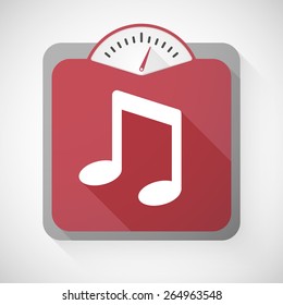 Illustration of a weight scale with a music note