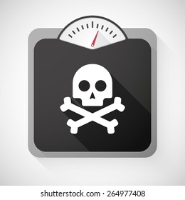 Illustration of a weight scale with a skull
