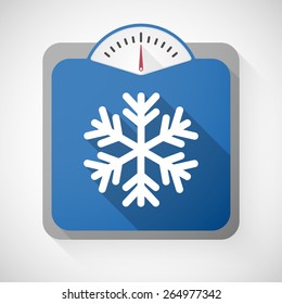 Illustration of a weight scale with a snow flake