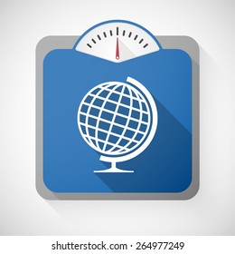Illustration of a weight scale with a world globe