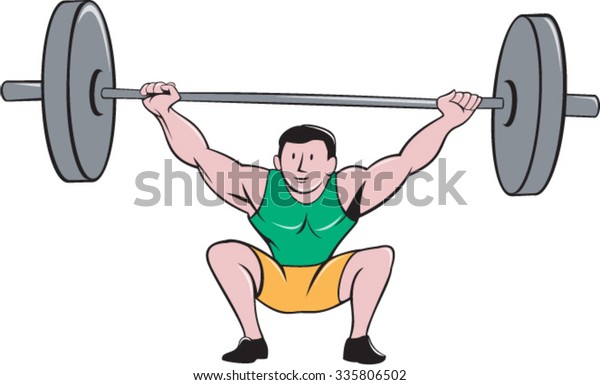 Illustration Weightlifter Deadlift Lifting Weights Viewed Stock Vector ...