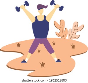 Illustration of a weightlifting man