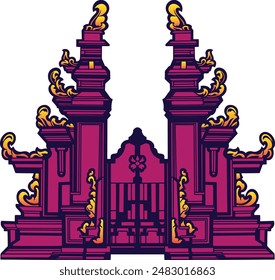 ILLUSTRATION OF WELCOME GAPURA WITH CARVED ORNAMENTS