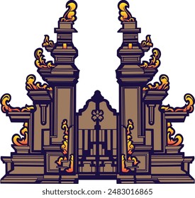 ILLUSTRATION OF WELCOME GAPURA WITH CARVED ORNAMENTS