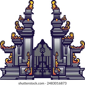 ILLUSTRATION OF WELCOME GAPURA WITH CARVED ORNAMENTS