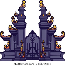 ILLUSTRATION OF WELCOME GAPURA WITH CARVED ORNAMENTS