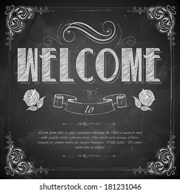 illustration of Welcome written on chalkboard