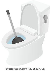 Illustration of Western style toilet and rubber cup