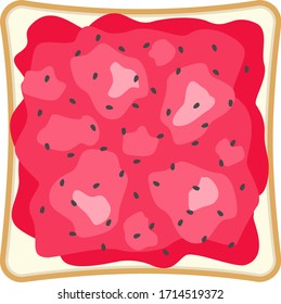 Illustration von nassem Brot mit Erdbeermarmelade.