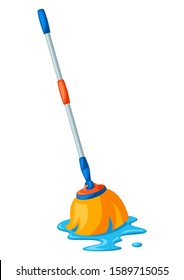 Illustration of wet mop. Housekeeping cleaning item for service, design and advertising.