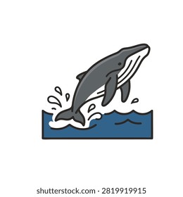 An illustration of a whale jumping from the ocean during New Brunswick Day, canada, inspired by the spirit of New Brunswick Day-2 celebrations.