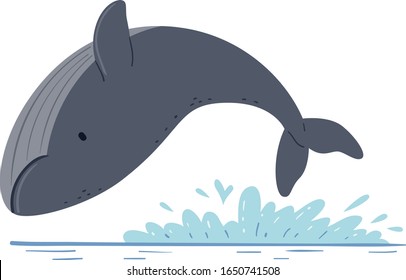 Illustration of a Whale Jumping Out of Water, Breaching, to Send Messages