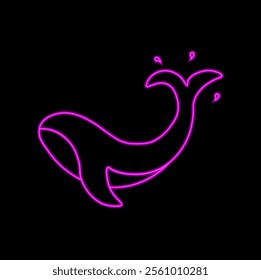 illustration of a whale in neon