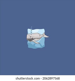 illustration of a whale in the shape of a used plastic bottle, reminding you not to throw plastic waste carelessly, especially into the ocean