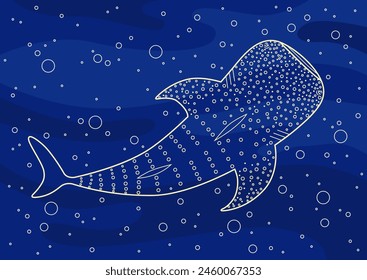 Illustration of the whale shark is swimming in the ocean