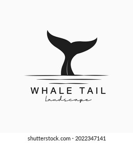 Illustration Whale tail fish swimming logo vintage symbol template design. 