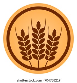 Illustration of wheat circle brown icon